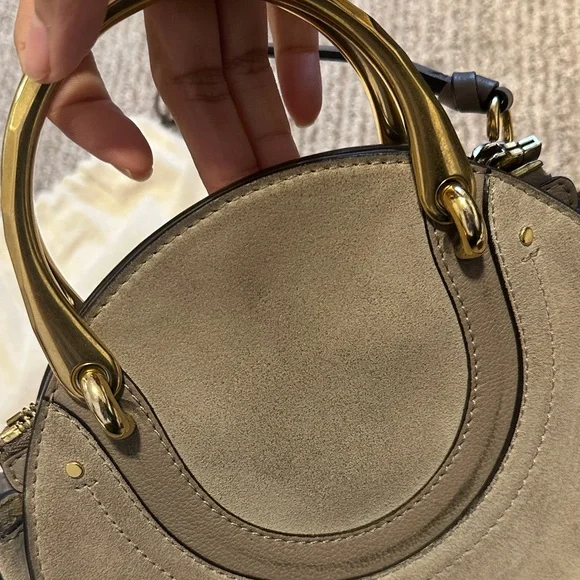 Chloe beige leather and suede pixie round Crossbody Bag - Picture 8 of 9